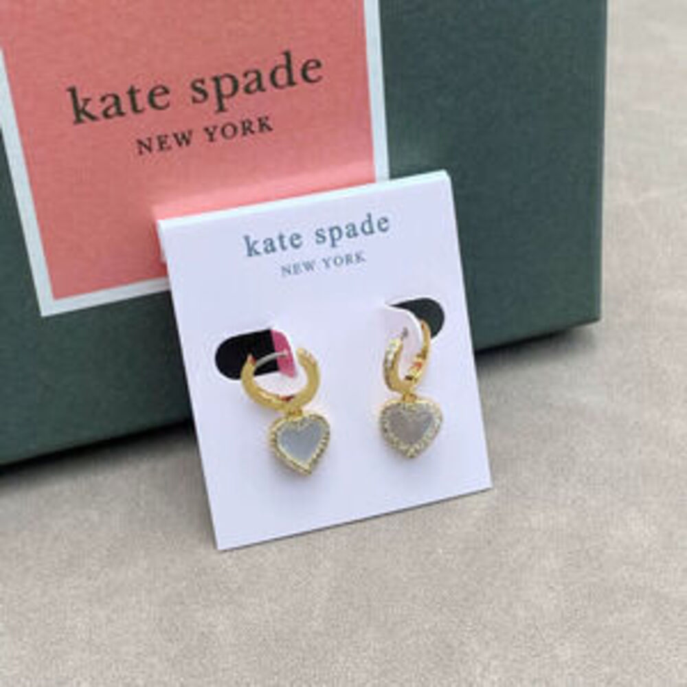 kate spade Zircon Natural Shell Heart Metal Earrings Necklace